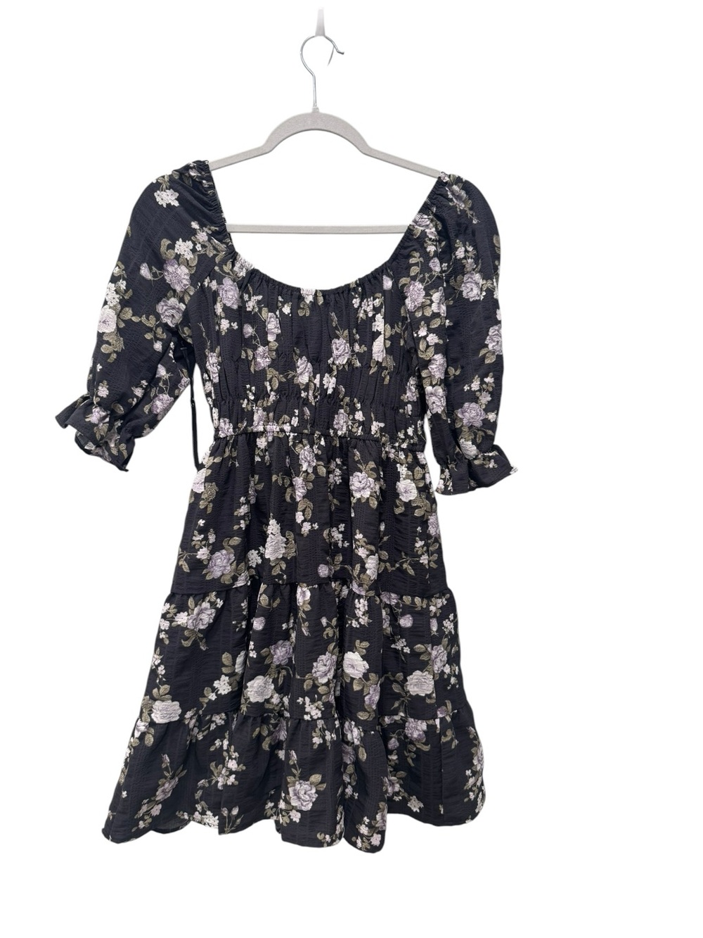Mary & Mo Floral Smocked Mini Dress in Black. Size Small. NWT - Picture 3 of 9